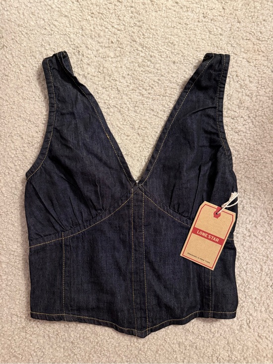 Lone Star Tops - Lone Star Dark Denim V-Neck Bustier Crop Top